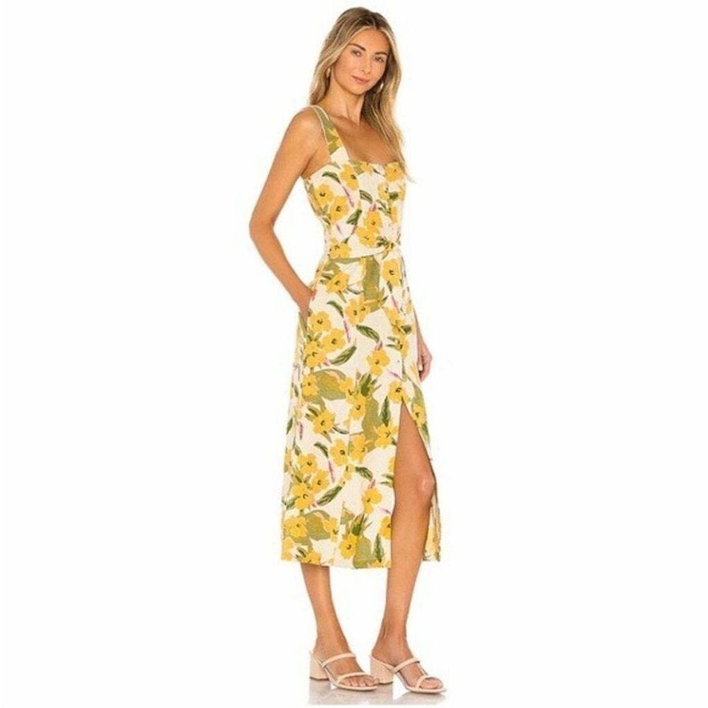 L*SPACE Yellow Mykonos in Ibiza Floral Dress Size Small